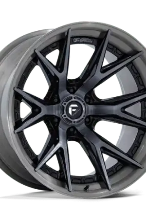 Fuel 1PC FC402 CATALYST 6X135 24x12 -44 GLOSS BLACK WITH BRUSHED GRAY TINT FACE & LIP Limited Edition