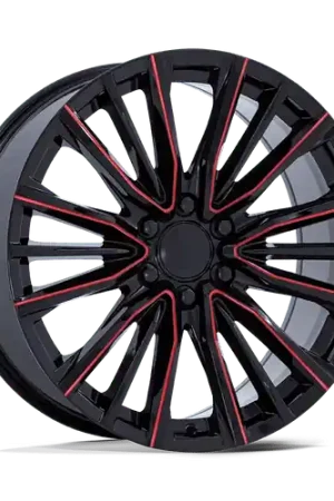 Trusted Brand Performance Replicas PR223 6X139.7 22x9 +28 Gloss Black Milled Red