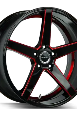 Strada Perfetto 5x100 18x8 +40 Gloss Black Candy Red Milled Top Pick