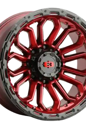 Trusted Brand Vision Off-Road 405 Korupt 8x180 20x9+12 Gloss Red w/Gloss Black Lip