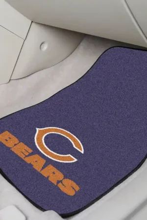 Carpet Front Floor Mats with Chicago Bears Logo; Navy Viral