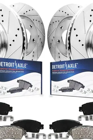 8pc Front & Rear Drilled Slotted Rotors and Ceramic Brake Pads Kit Clearance