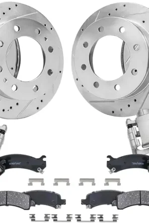 Save Now 10pc Front & Rear Drilled Slotted Rotors Calipers Ceramic Brake Pads Kit