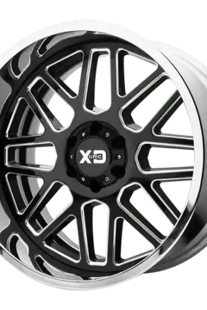 Modern XD XD201 GRENADE 6X135 22X12 -44 GLOSS BLACK MILLED CENTER CHROME LIP