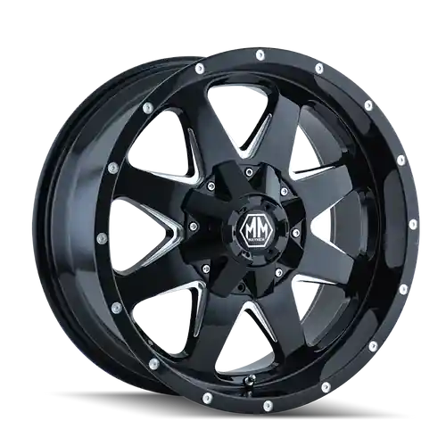 Professional Grade Mayhem Tank 8040 5x114.3/5x127 20x9-12 Black/Milled Spokes