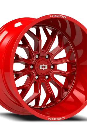 Vision Riot 402 Wheel 22x10 6x135 Red Tint Milled Spokes -19mm - FREE T-SHIRT INCLUDED! Limited Time