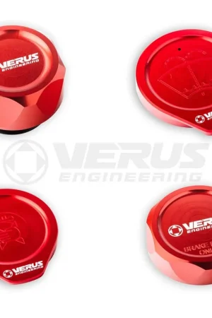 Must Have Verus Engineering Engine Bay Cap Kit Red - 2008-2021 Subaru WRX / STI