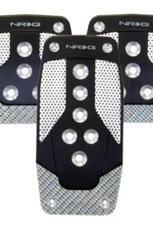 NRG Aluminum Sport Pedal M/T - Black w/Silver Carbon Viral
