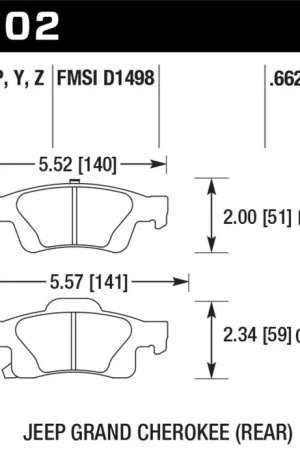 New Release Hawk 11-12 Dodge Durango / 11-12 Jeep Grand Cherokee Perf Ceramic Rear Street Brake Pads