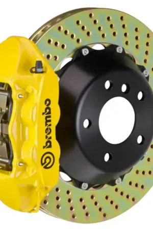 Editor’s Pick Brembo 12-16 991.1 C2 Rear GT BBK 4 Piston Cast 380x28 2pc Rotor Drilled-Yellow