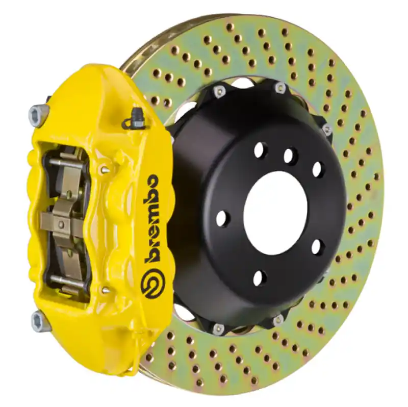 Editor’s Pick Brembo 12-16 991.1 C2 Rear GT BBK 4 Piston Cast 380x28 2pc Rotor Drilled-Yellow
