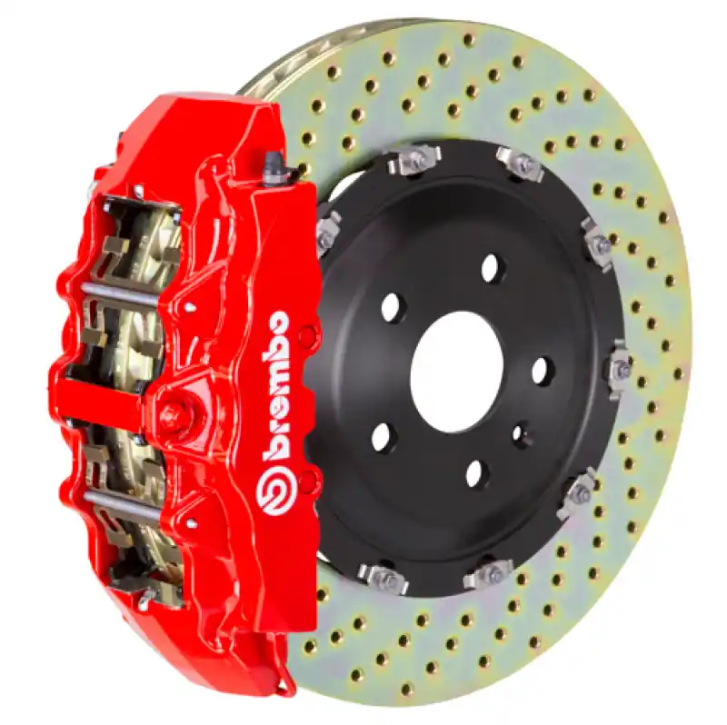 Brembo 00-06 Suburban Front GT BBK 8 Piston Cast 380x34 2pc Rotor Drilled-Red Professional Grade
