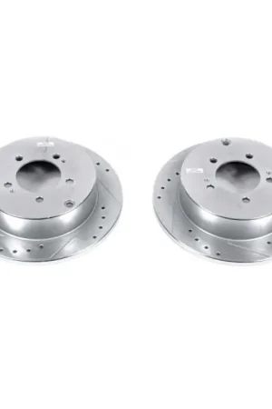 Power Stop 09-15 Mitsubishi Lancer Rear Evolution Drilled & Slotted Rotors - Pair Money Back Guarantee
