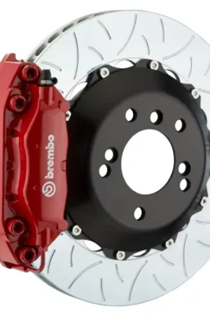 Fresh Stock Brembo 08-14 C63 (Excl. Black Series) Rear GT BBK 4 Piston Cast 345x28 2pc Rotor Slotted Type3-Red