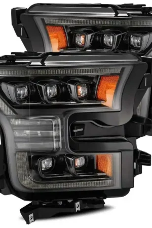 Affordable AlphaRex 17-20 Ford Raptor NOVA LED Proj Headlights Plank Style Alpha Black w/Activ Light/Seq Signal