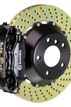 Hot Deal Brembo 08-14 C63 AMG (Excl.-Black Series) Rear GT BBK 4 Piston Cast 345x28 2pc Rotor Drilled-Black