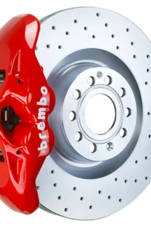 Brembo 05-10 Jetta GLI Front GT BBK 4 Piston Cast 345x30 1pc Rotor Drilled-Red Warranty Included
