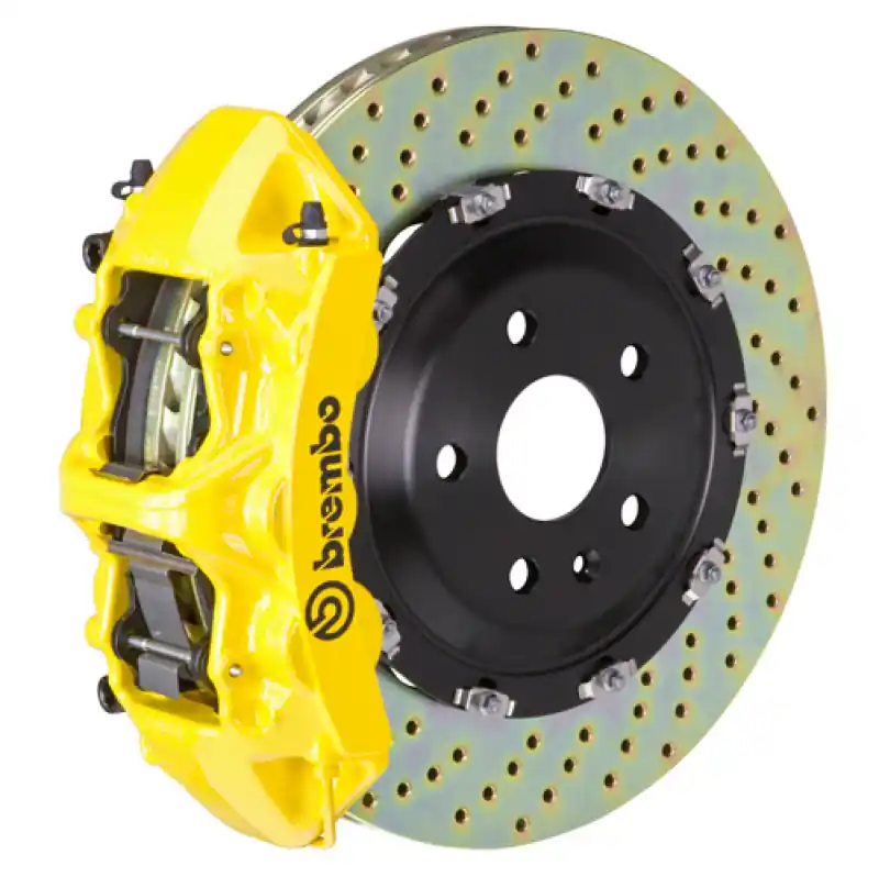 Direct From Factory Brembo 04-11 612 Scaglietti Front GT BBK 6 Piston Cast 380x34 2pc Rotor Drilled- Yellow