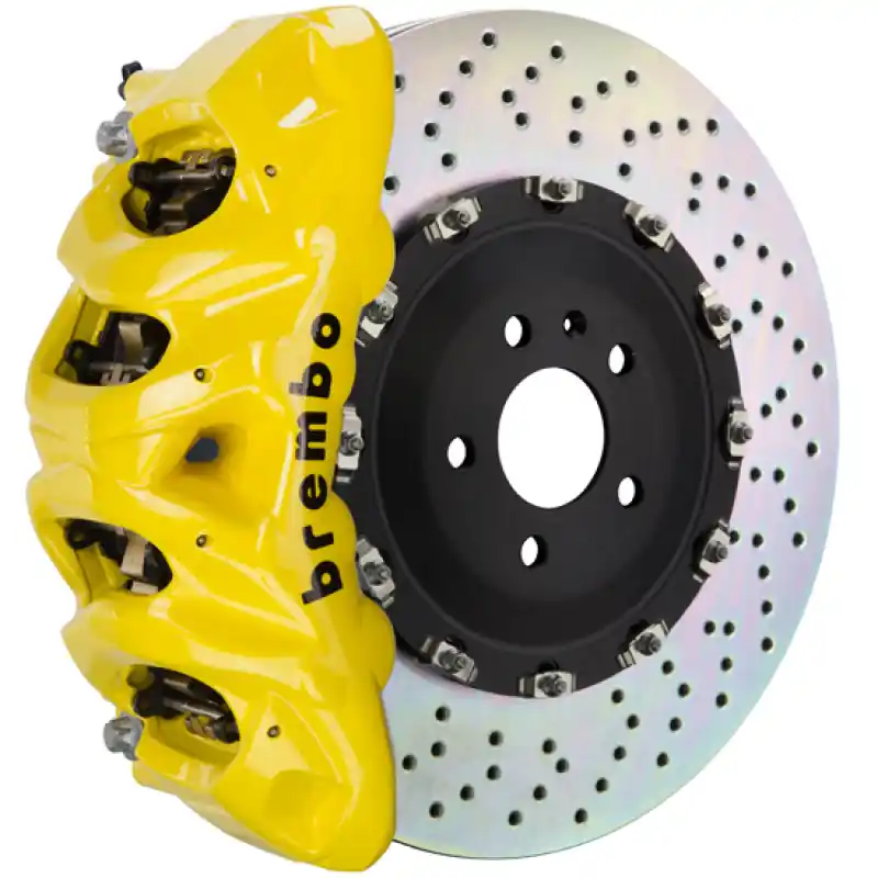 Premium Brembo 12-21 Grand Cherokee SRT8 Fr GT BBK 8Pist Cast 412x38 2pc Rotor Drilled-Yellow