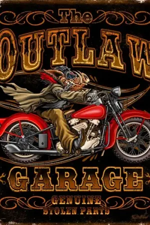 Same Day Shipping Outlaw Garage Metal Sign Reproduction 32cm x 41cm - MSI2678