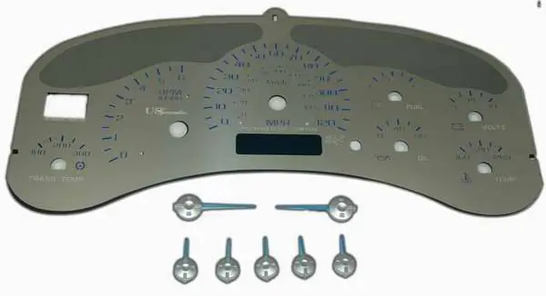 US Speedo Stainless Steel Gauge Face with Blue Back and Color Match Needles - Displays 120 MPH - Transmission Temperature - SS GM 10B Super Sale