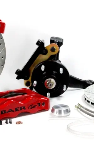 Today Only Baer Brakes 4301398FR-11 Baer Brakes 13" Track4 Front Brake Kit, Fire Red, Slot, ARP Studs