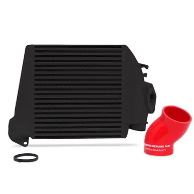 Warranty Included Mishimoto 08-14 Subaru WRX Top-Mount Intercooler Kit - Powder Coated Black & Red Hoses