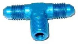 Clearance NOS Flare to Pipe T Fitting Flare to Pipe T Fitting, 3AN - 3AN - 1/8" NPT, Blue