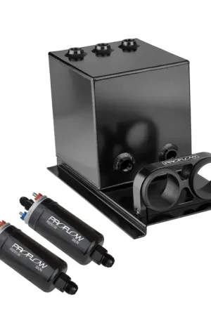 Free Delivery Proflow Fuel Surge Tank & Pump Kit Fabricated Aluminium Square 2x 044 Pumps 200mm x 200mm x 180mm 5L Polished