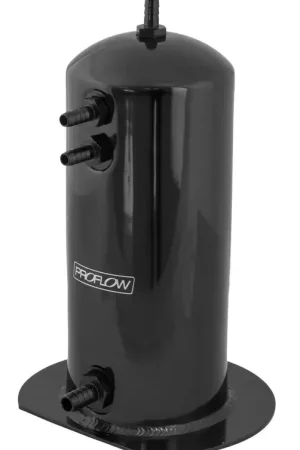 Proflow Fuel Surge Tank Aluminium 254mm x 108mm Round 2.5L Barb & AN Fitting Kit Black Anodised Buy Online