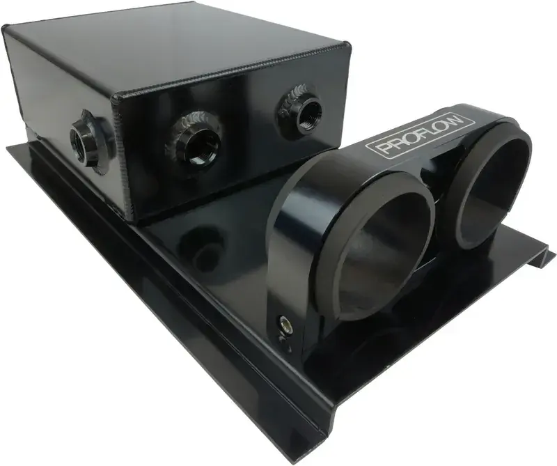 Same Day Shipping Proflow Fuel Surge Tank Fabricated Aluminium Square Slim 044 Pump Mounts 80mm x 200mm x 180mm 2.5L Black Anodised