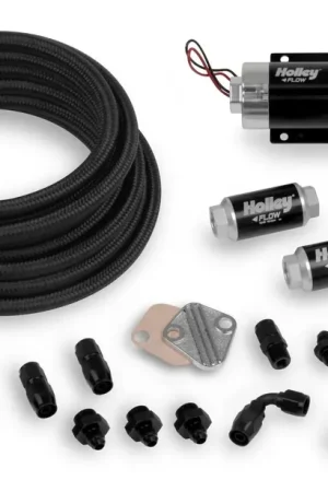 Holley EFI Fuel System Kit Billet Fuel Pump, Billet Regulator, Billet Filters, Earl's Pro-Lite 350 Black hose, Swivel-Seal hose ends Free Returns