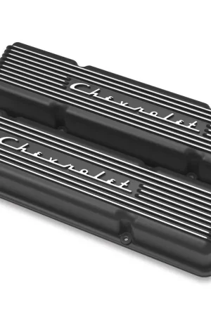 Holley GM Licensed Vintage Series SBC Valve Covers Satin Black Machined Finish Price Cut