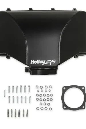 Holley EFI HI-RAM 95MM Fabricated Side Mount Plenum Top Black Finish- 86-95 Ford 5.0 Style throttle body patterns High Quality