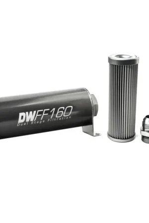 Certified Deatschwerks In-Line Fuel Filter Element and Housing Kit Stainless Steel 10 Micron 160mm