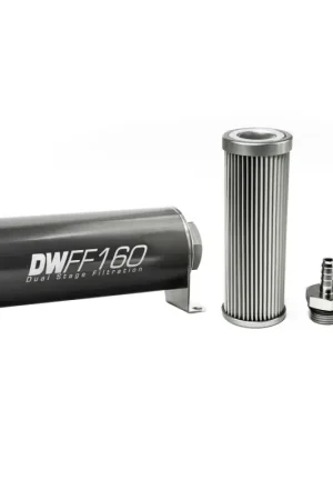 Deatschwerks In-Line Fuel Filter Element and Housing Kit Stainless Steel 10 Micron 160mm Limited Offer