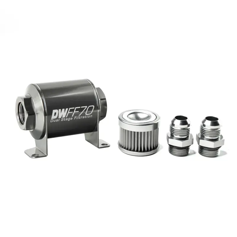 Hot Picks Deatschwerks In-Line Fuel Filter Element and Housing Kit Stainless Steel 10 Micron 70mm