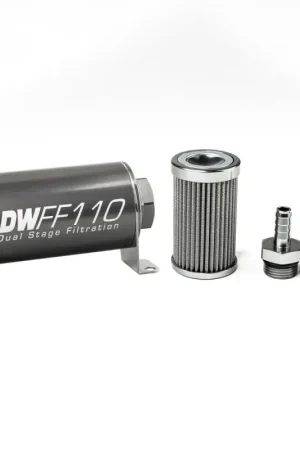 Deatschwerks In-Line Fuel Filter Element and Housing Kit Stainless Steel 100 Micron 110mm Premium
