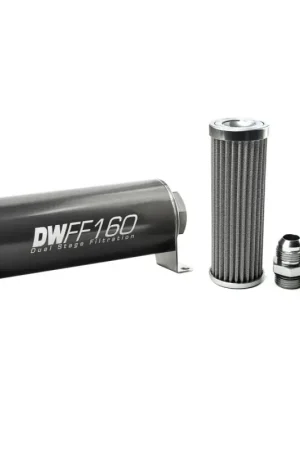 Time-Limited Deatschwerks In-Line Fuel Filter Element and Housing Kit Stainless Steel 100 Micron 160mm