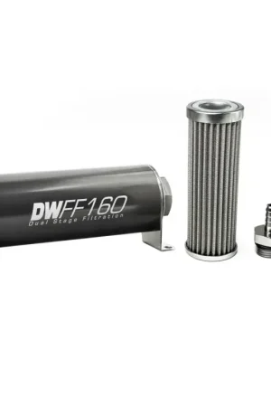 Deatschwerks In-Line Fuel Filter Element and Housing Kit Stainless Steel 100 Micron 160mm While Supplies Last