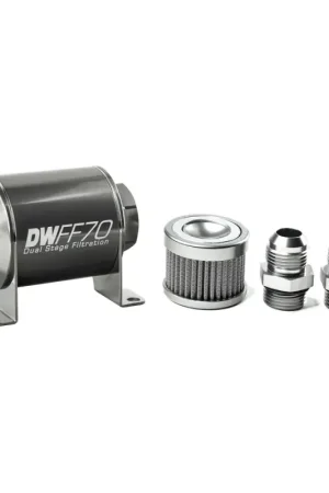 Deatschwerks In-Line Fuel Filter Element and Housing Kit Stainless Steel 100 Micron 70mm Free Delivery