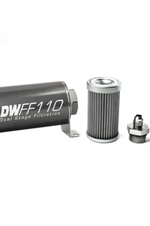 Deatschwerks In-Line Fuel Filter Element and Housing Kit Stainless Steel 40 Micron 110mm Same Day Shipping