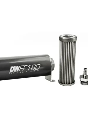 Deatschwerks In-Line Fuel Filter Element and Housing Kit Stainless Steel 40 Micron 160mm Limited Time