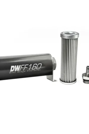 Deatschwerks In-Line Fuel Filter Element and Housing Kit Stainless Steel 5 Micron 160mm Best Seller