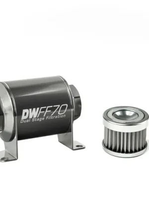 Super Sale Deatschwerks In-Line Fuel Filter Element and Housing Kit Stainless Steel 5 Micron 70mm