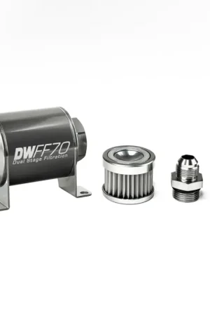 Fast Shipping Deatschwerks In-Line Fuel Filter Element and Housing Kit Stainless Steel 5 Micron 70mm