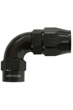 Aeroflow Kryptalon Big Bore Full Flow Swivel 90 Deg Hose End -8AN - Black - 1 Piece Warranty Included
