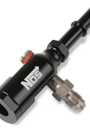 Wholesale NOS Late Model Billet Fuel Line Adapter - Fits 3/8" Fuel Rail Black Anodized Aluminum - 3 1/8" NPT Ports w/ Adapters & Plugs, -4 AN Fuel Port