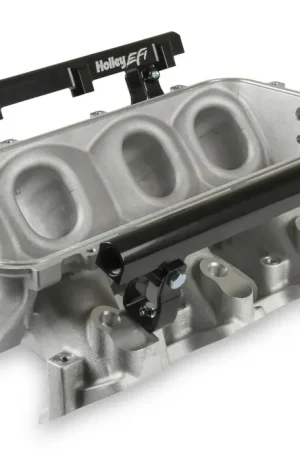 Holley EFI Lo-Ram Manifold Base and Fuel Rails Single Fuel Injector GM LS3/L92 Top-feed Single Injector manifold and fuel rails only Satin Finish Modern