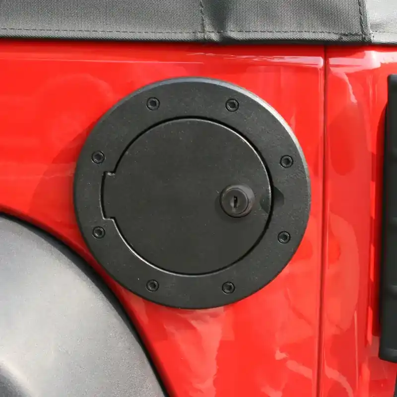 Budget Rugged Ridge Locking Gas Cap Door Black Alum 07-18 Jeep Wrangler JK
